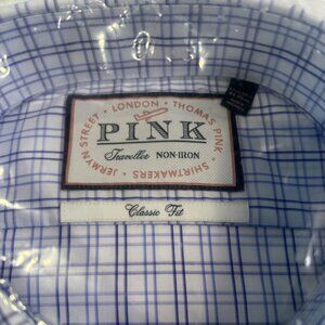 Thomas Pink Traveller Classic Fit Purple & White Dress Shirt  17.5 - 35.5